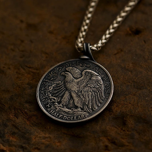 Walking Liberty Eagle Pendant – 18K Gold Eagle Eye & Majestic Eagle Perch