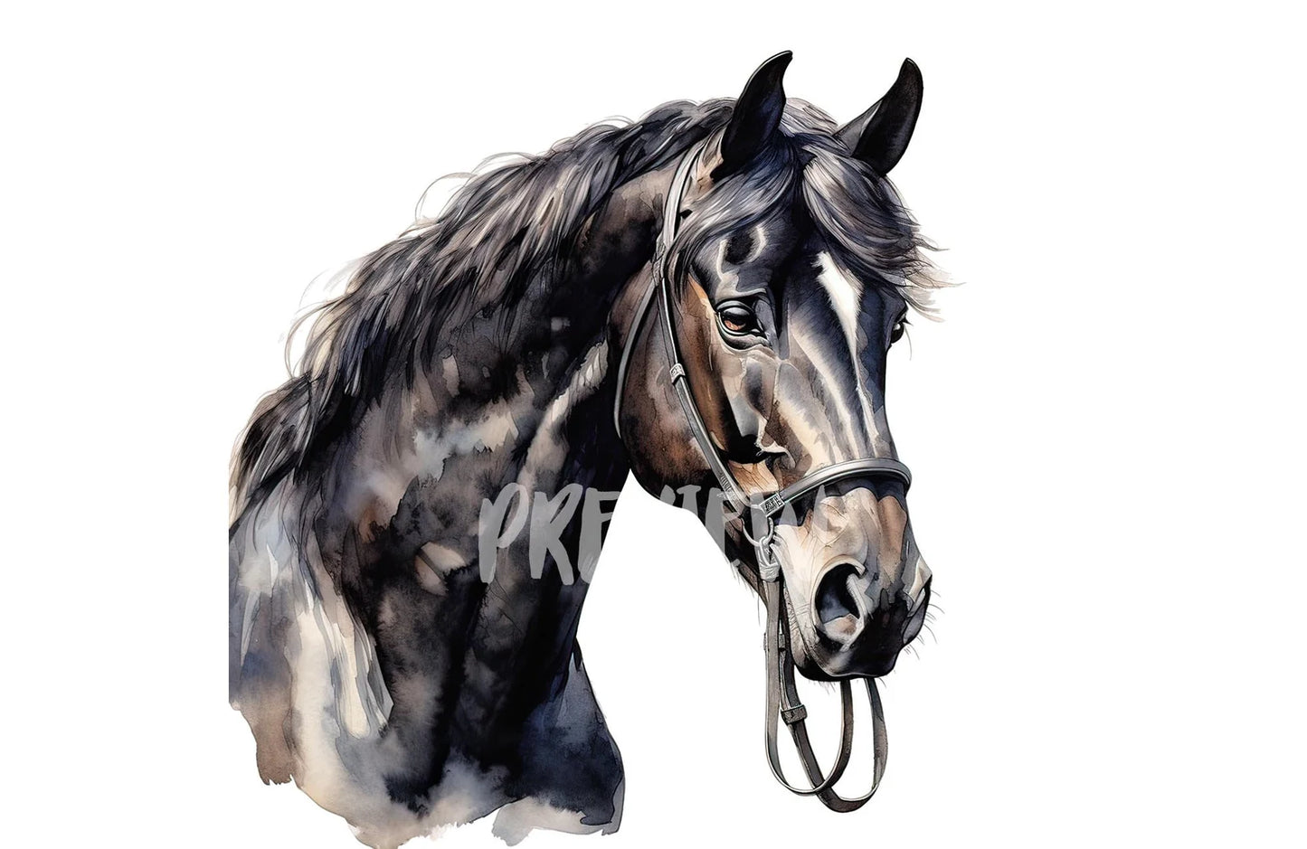 Watercolor Black Stallion clipart
