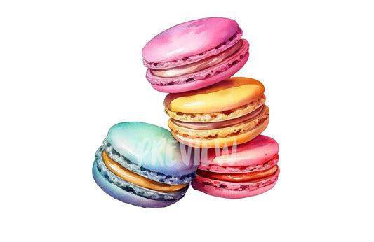 Watercolor macarons clipart