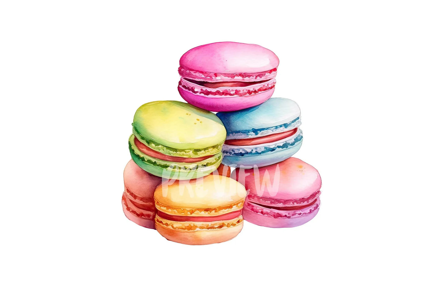 Watercolor macarons clipart