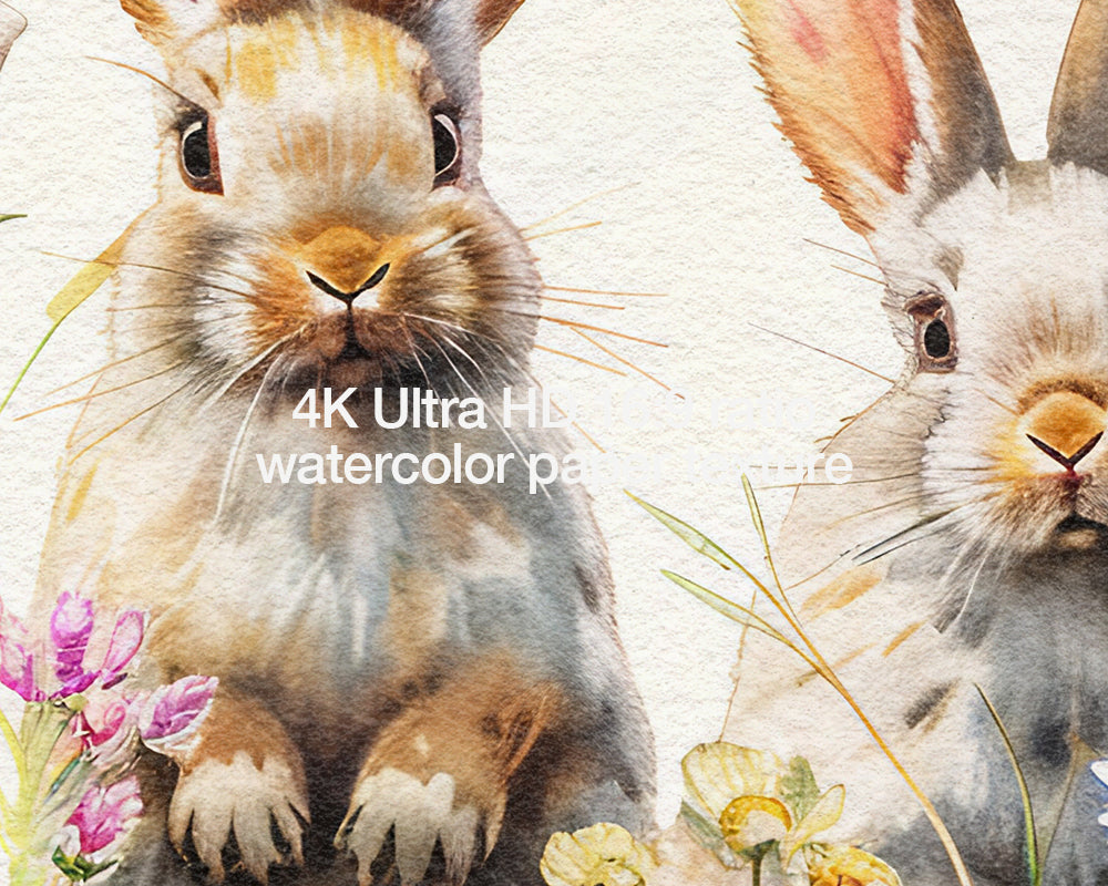 Easter Bunnies Watercolor Frame TV Art Wallpaper