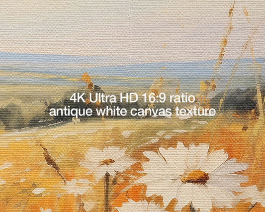 Scenic Daisy Field Meadow Antique White Fine Art Wallpaper