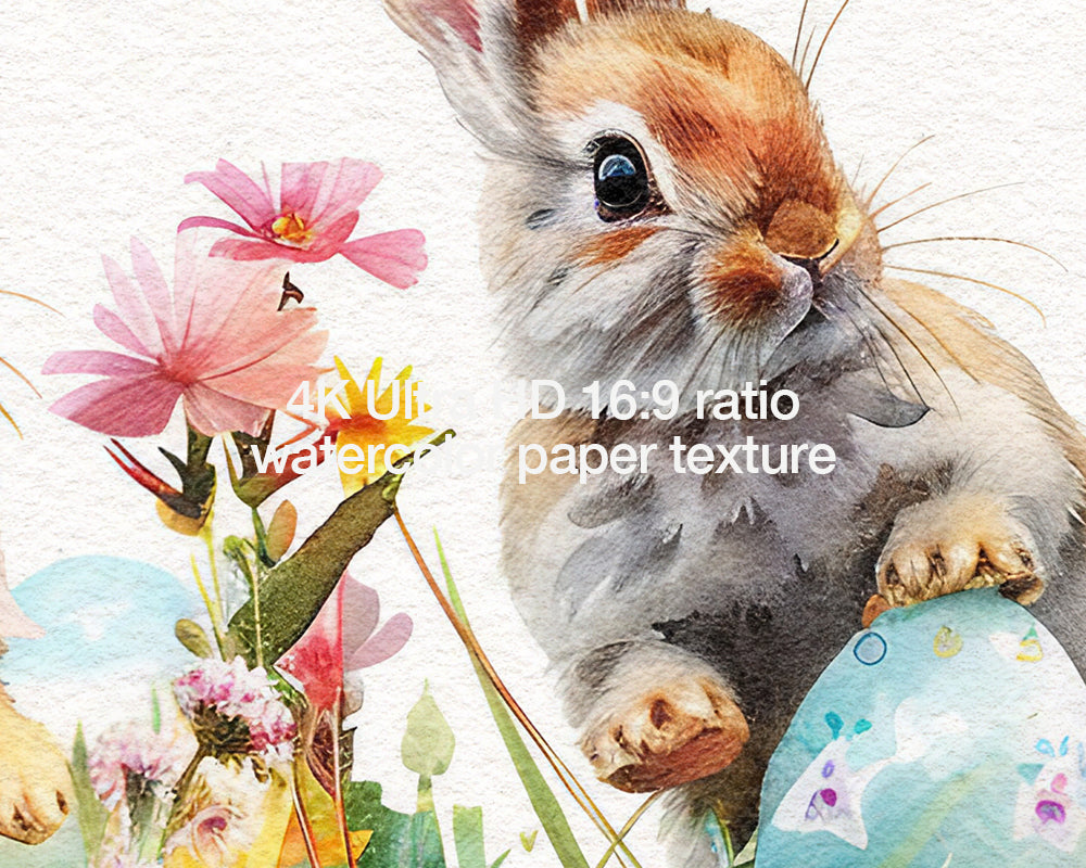 Easter Bunnies Watercolor Frame TV Art Wallpaper