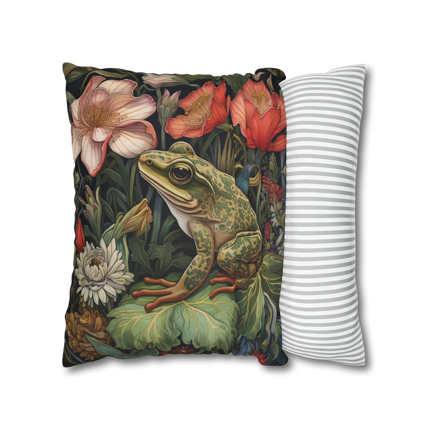 Frog Floral Pillow William Morris Inspired