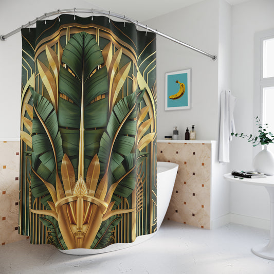 Tropical Banana Leaves Palm Tree Shower Curtain Bathroom Decor