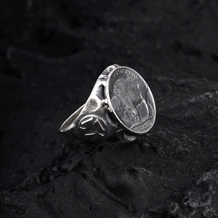 Buffalo Coin Signet Ring