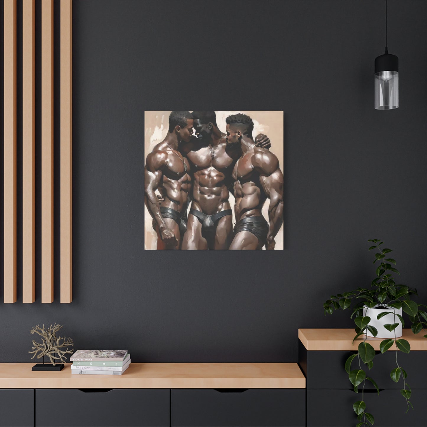 Trio Man Hugging - Matte Canvas Wall Art
