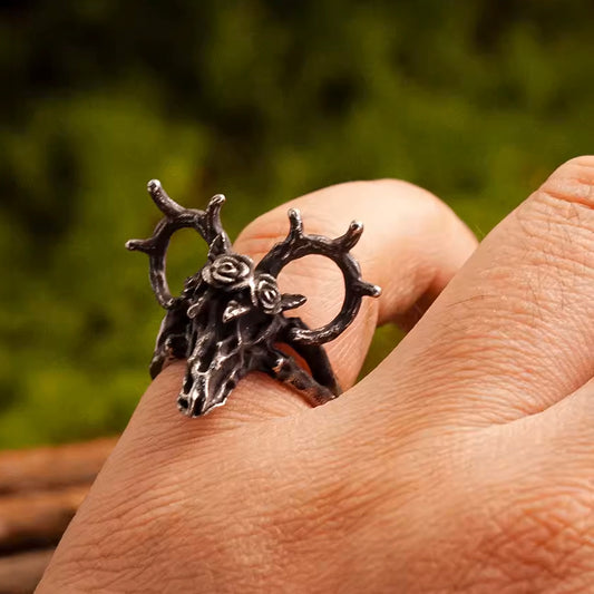 Deer Skull Head Ring Couples Ring