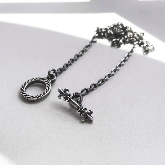 Fleur-de-lis OT Chain Handmade Sterling Silver Necklace