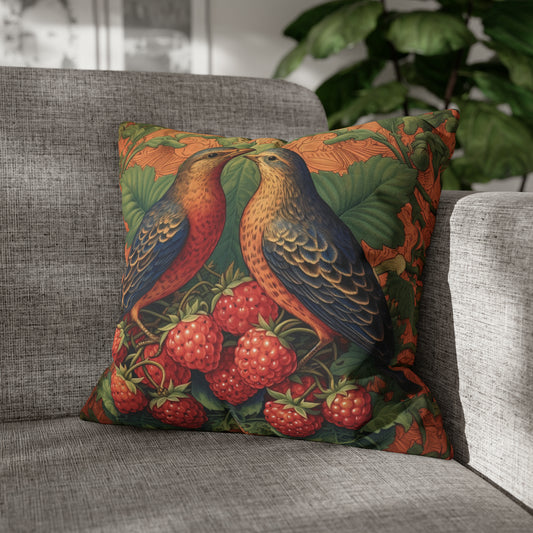 William Morris Inspired Love Birds in Garden Pillow and Case