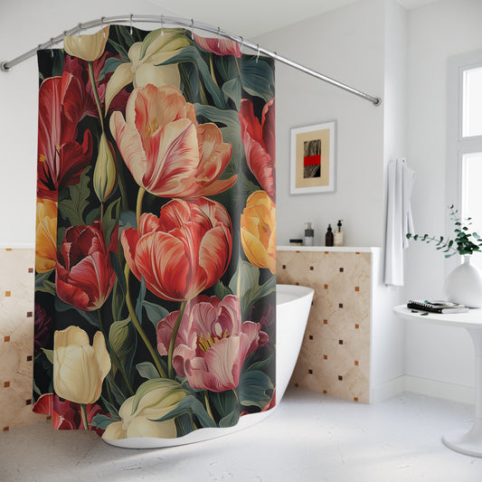 Vintage Tulips Home Decor Shower Curtain 71" x 74"
