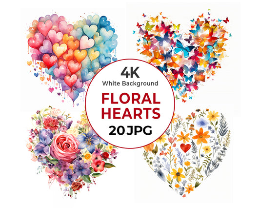 Floral Hearts Watercolor Variety Set