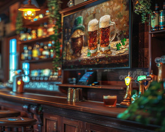 St. Patrick's Day Celebration Beer Shamrocks Gold Coins Leprechauns Hat