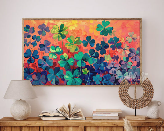 Abstract Shamrocks Clovers Painting Frame TV Art Wallpaper