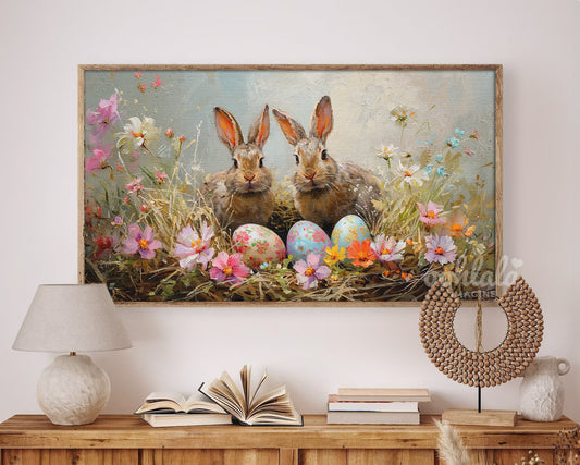 Easter Bunny Easter Egg Floral Frame TV Art