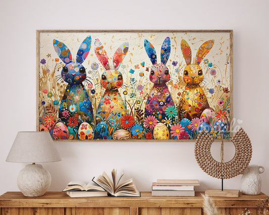 Artistic Easter Bunny Easter Egg Decor Frame TV Art Wallpaper