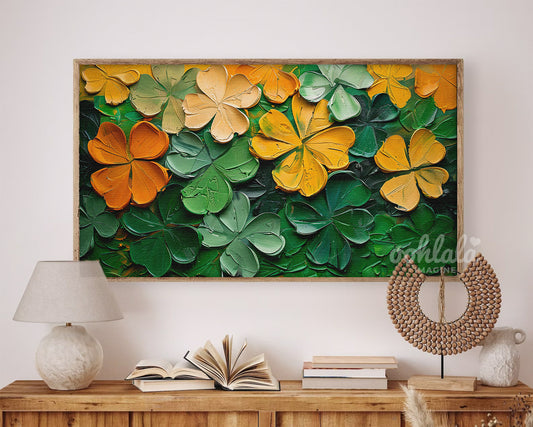 Clovers Abstract Painting Frame TV Art Wallpaper