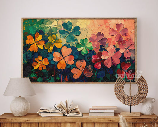 Abstract Shamrocks Clovers Painting Frame TV Art Wallpaper