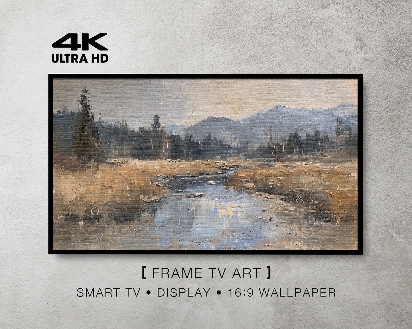 Forest River Painting Antique White Art Wallpaper