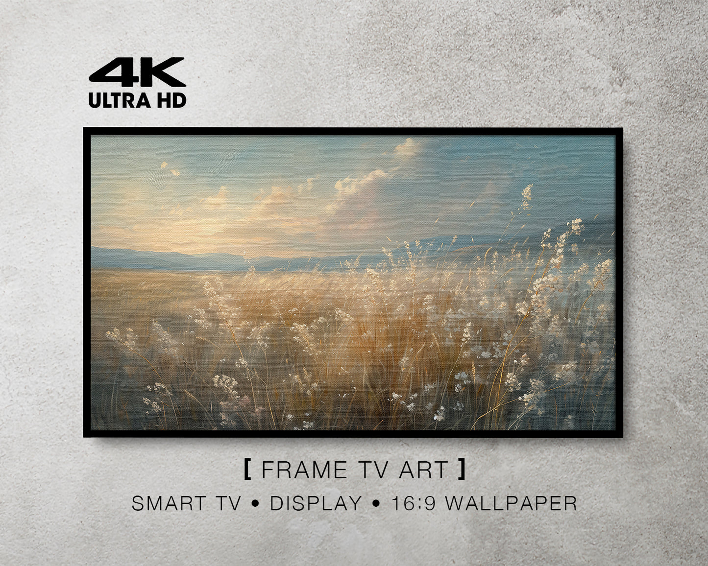 Meadow Natural Landscape Painting Antique White Art Wallpaper