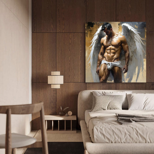 Angelic Male with White Wings Wall Art - Canvas Wall Art
