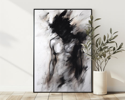 Charcoal Painting, Gay art, Male painting, Male Wall Art | Digital Download
