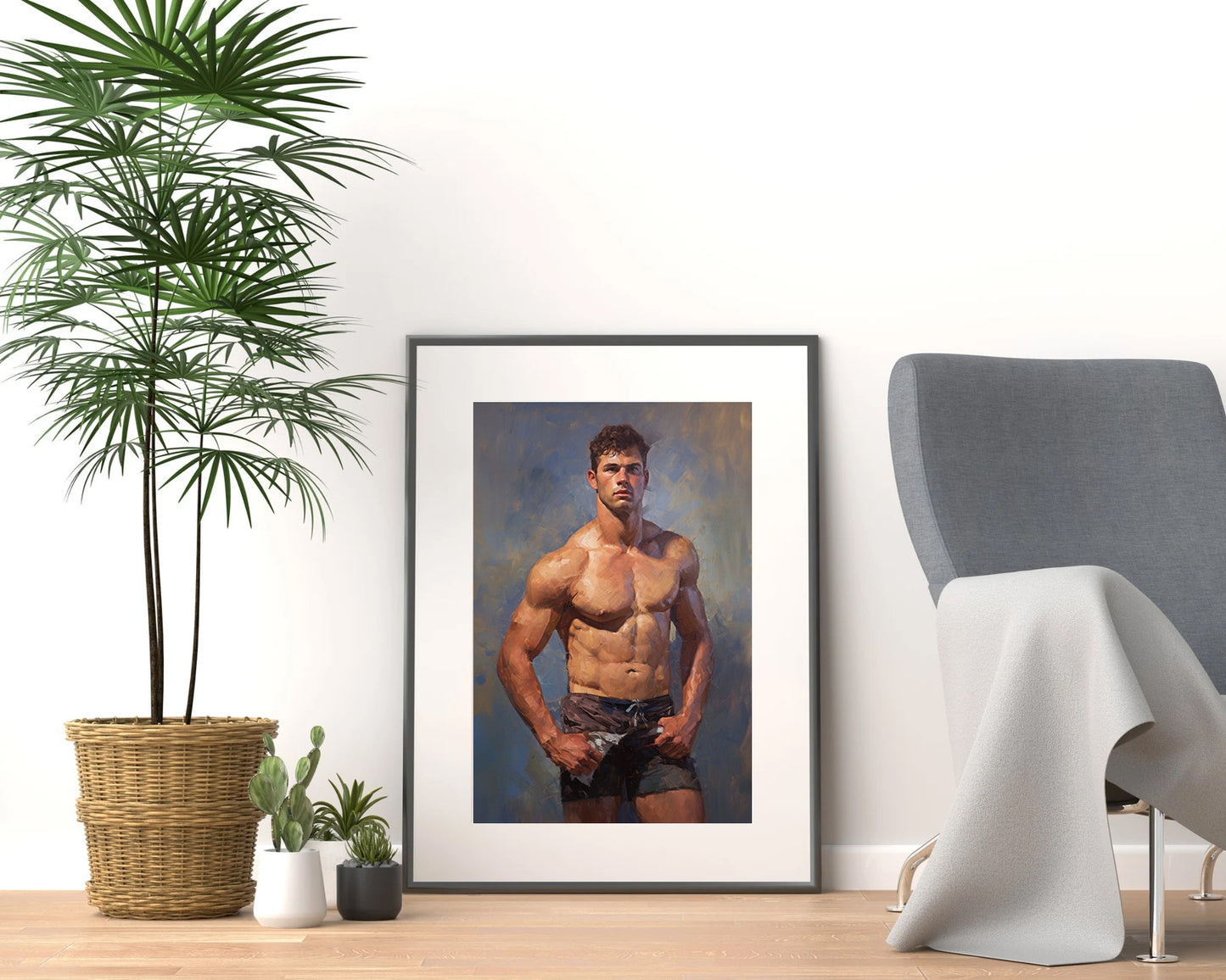 Impressionistic Painting, Hunk Male, Man Portrait Art Print Poster