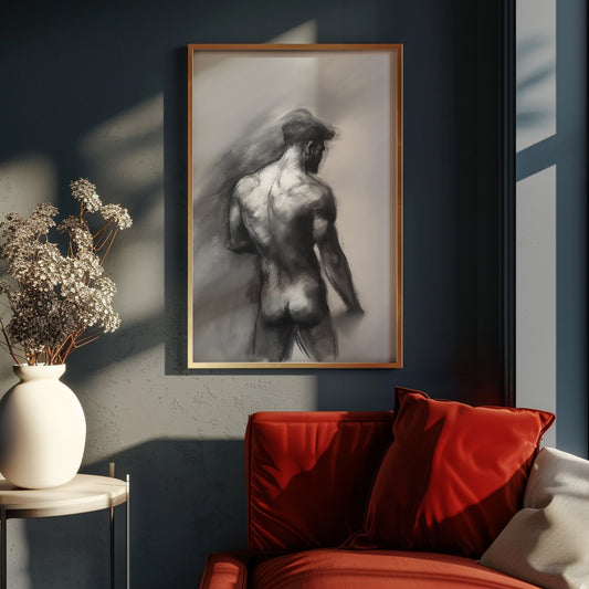 Charcoal Painting, Male Wall Art | Digital Download
