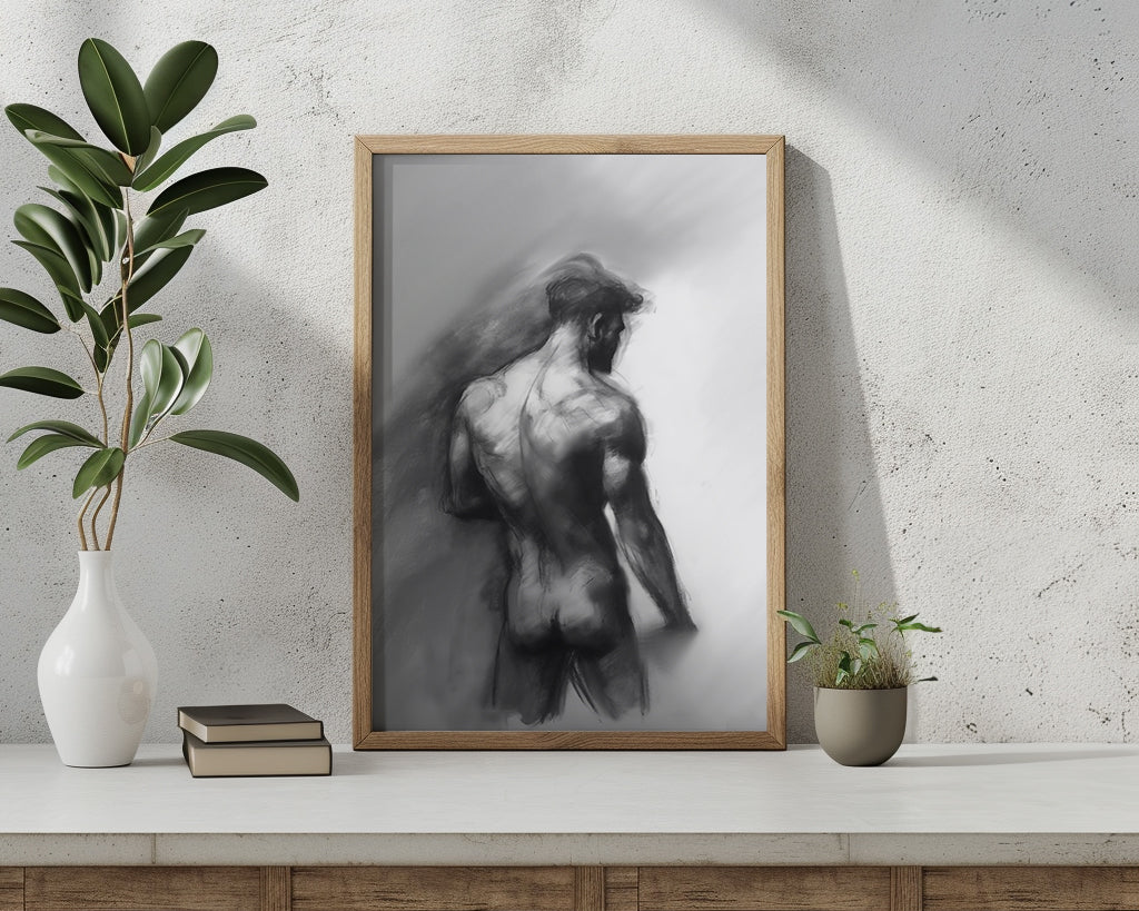 Charcoal Painting, Male Wall Art  | Digital Download