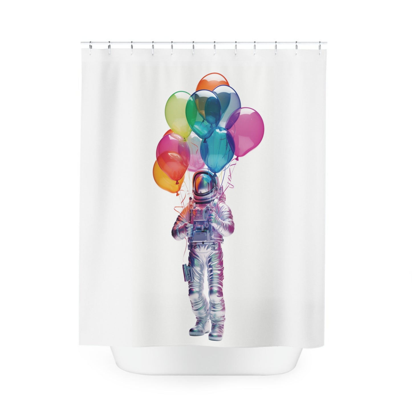 Futuristic Astronaut Balloons Art Print Shower Curtain