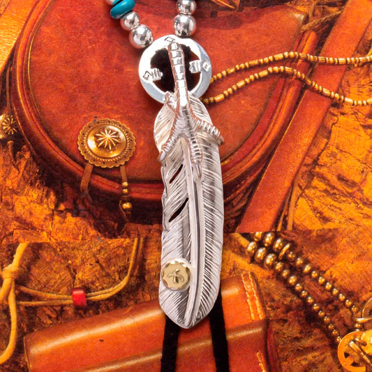 Silver Claw or Turquoise Feather with Leather Cord Set Up