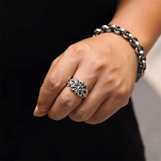 Cross Ring Biker Ring Gothic Ring 925 Sterling Silver Handmade