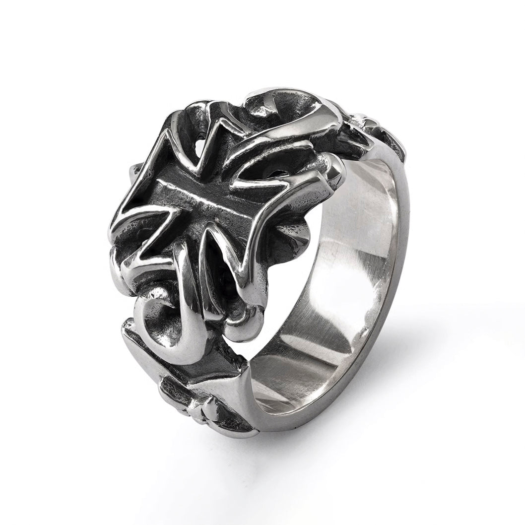 Cross Ring Biker Ring Gothic Ring 925 Sterling Silver Handmade