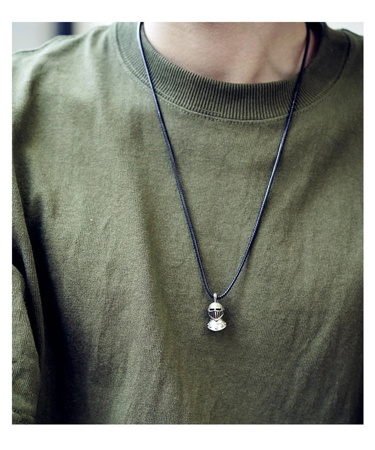 Silver Knight Necklace Roman Knight Helmet Pendant