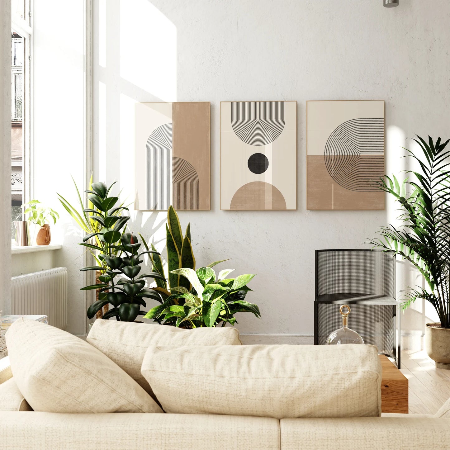 Mid Century Boho Art Set of 3 Posters