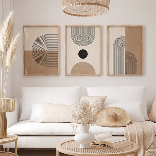 Mid Century Boho Art Set of 3 Posters