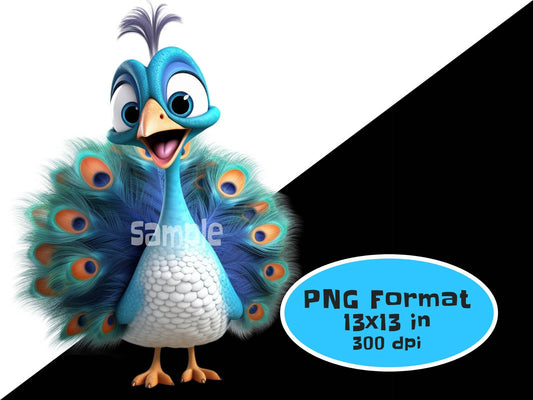 Cute 3D Peacock Clipart