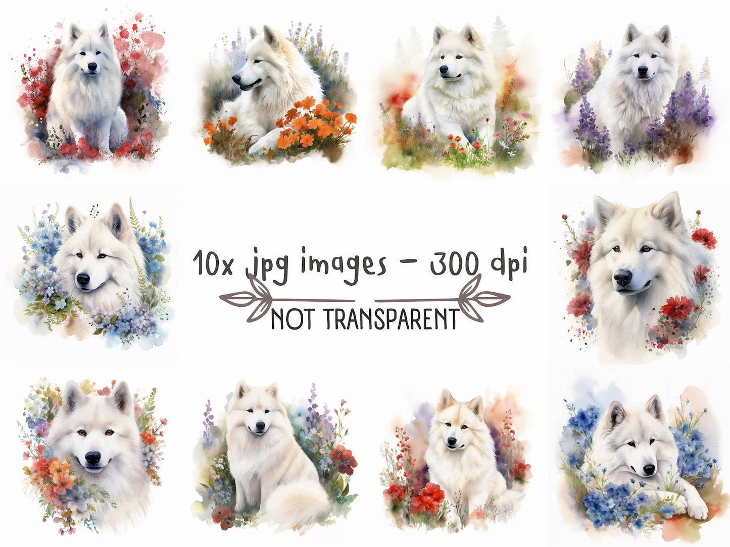 Samoyed Watercolor Clipart