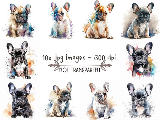 French Bulldog Watercolor Clipart