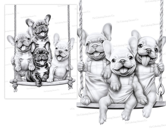 French Bulldog Coloring Book, Frenchies, Printable Coloring Pages PDF