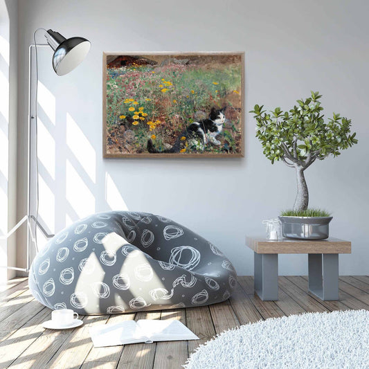 Cat Vintage Oil Painting Art Print Poster Farmhouse Decor, Cat Lover Gifts