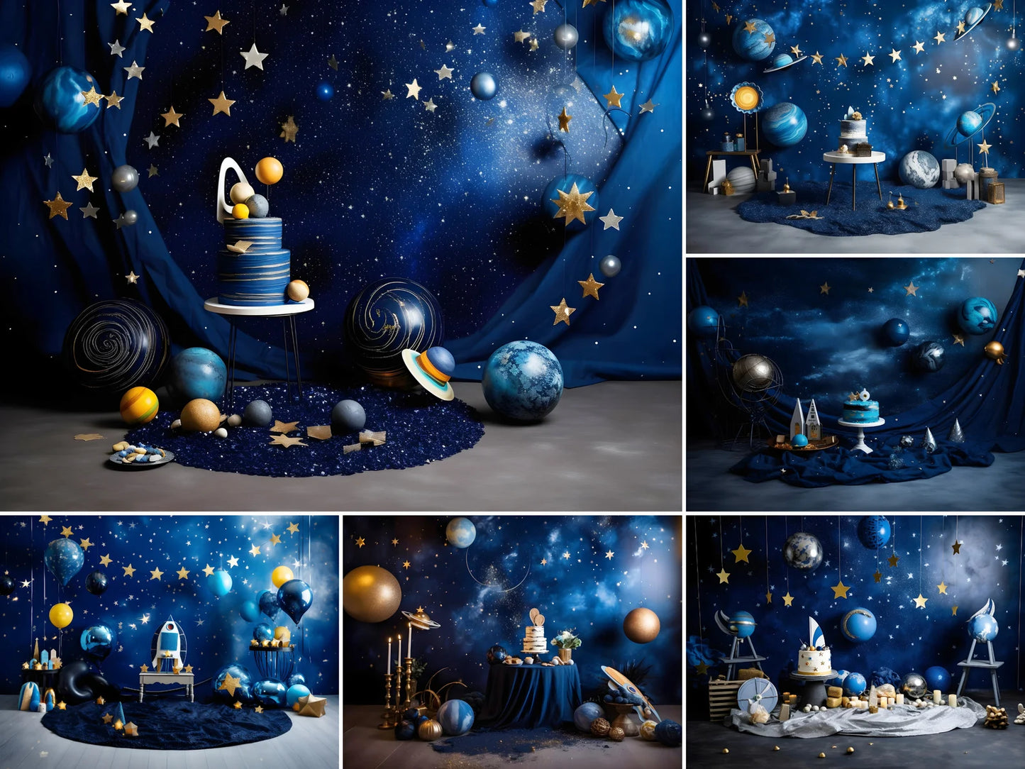 Starry Galaxy Birthday Digital Backdrop Set of 28