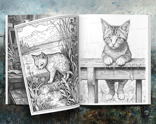 Rainy Day Kitty Coloring Book, Kittens & Cats, Printable Coloring Pages PDF