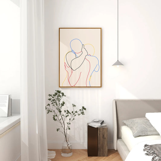 Embrace - Two Men One Line Drawing Gay Art Download