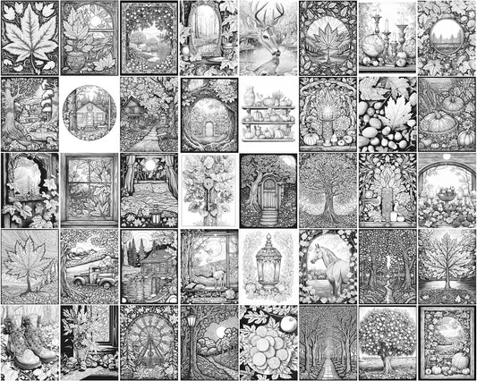 The Colors Of Fall: Whimsical Coloring Book, Autumn Landscapes, Coloring Pages PDF