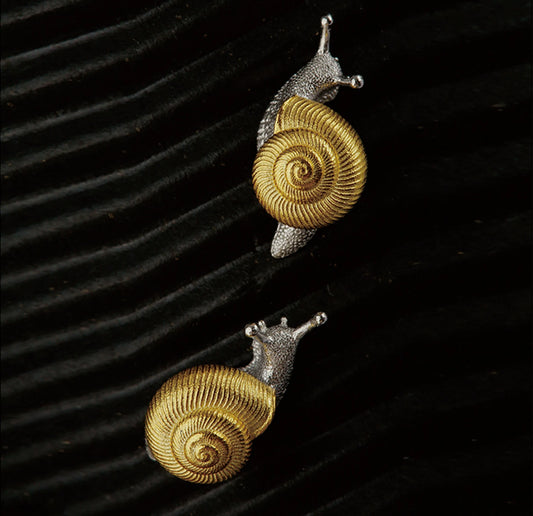 Silver Snail Stud Earrings 18K Gold Plated