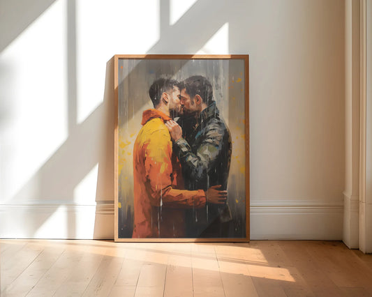 Fall Lovers | Gay Art, Gay Couple, Wall Art | Digital Download