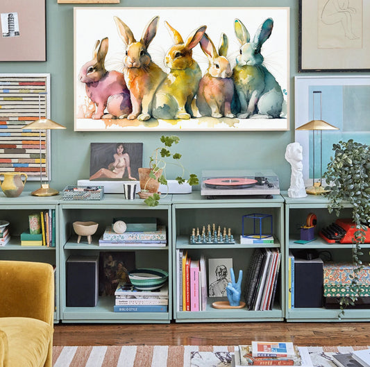 Easter Bunny Rabbit Watercolor Frame TV Art Wallpaper