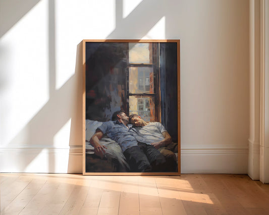 Sunset Embrace | Home Decor, Gay Art Print Poster