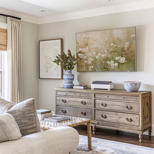 Rustic Flowers Spring Frame TV Art, Vintage Wildflowers Wallpaper